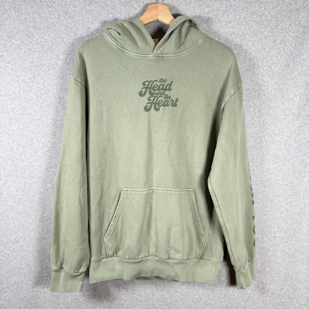 The Head And The Heart Hoodie Womens Medium Green Pullover Sweatshirt